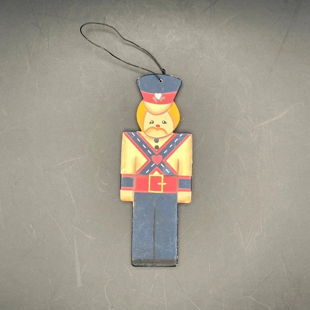 Vtg Lot of Misc.‎ Wooden Christmas Ornaments Soldier Santa Cat Dog Wreath Peace
